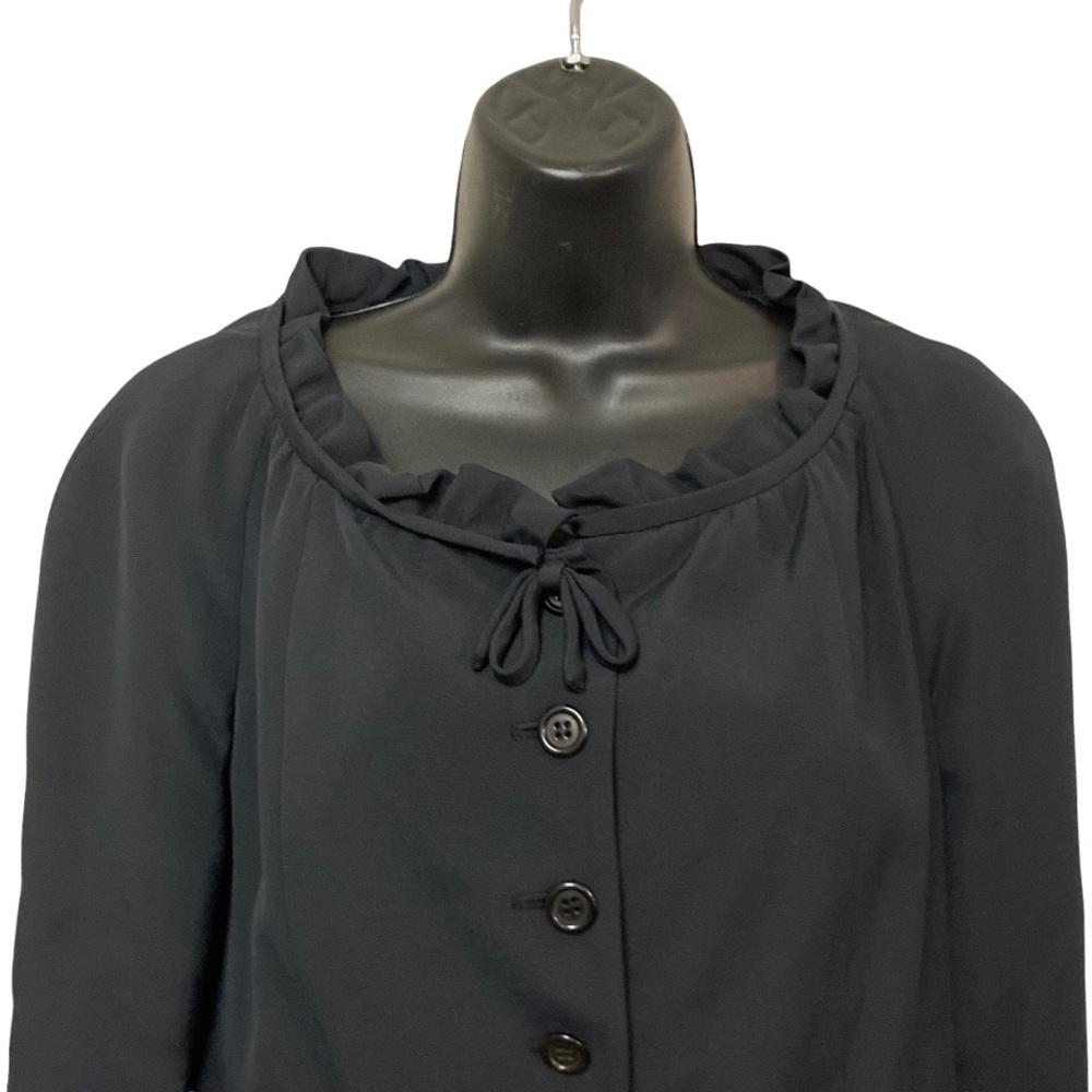 Etcetera Ruffle Neck Tie Button Black Blazer Jacket - Picture 4 of 7